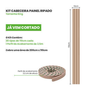 Kit Cabeceira Painel Ripado | Linha Play - Meu Rodapé