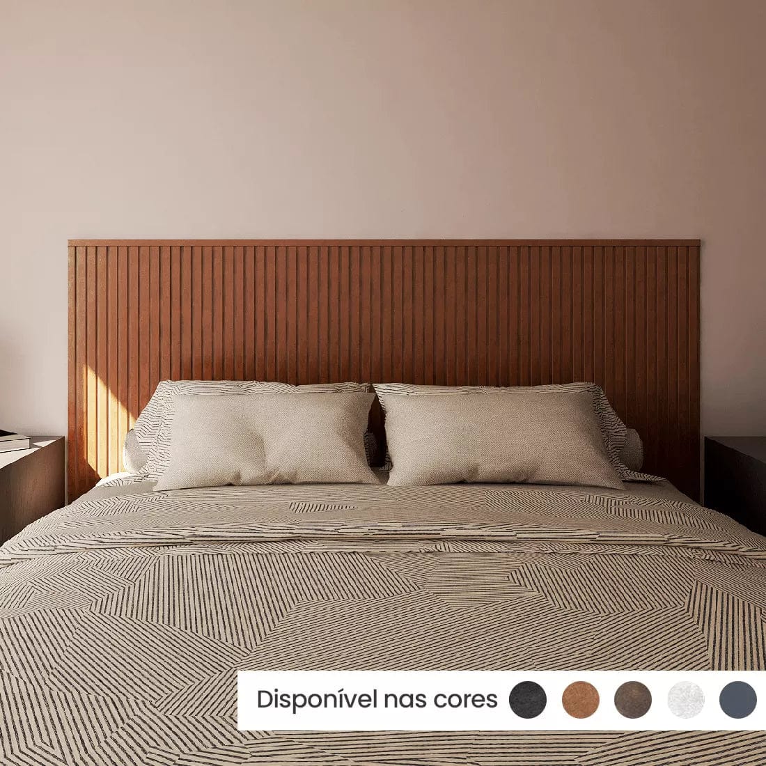 Kit Cabeceira Painel Ripado: Cama Casal | Meu Rodapé