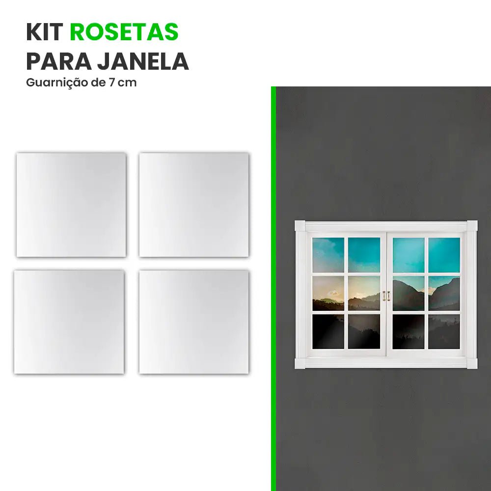 Kit Rosetas para Janela-Meu-Rodape-Branco / 8 cm-ROS01