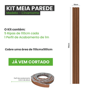 Meia Parede Ripada Autocolante Laminada | Linha Madeto-Meu-Rodape--