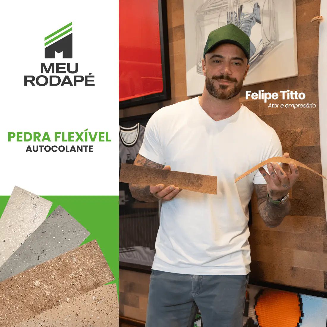 Revestimento Tijolinho Autocolante em Pedra Flexível-Meu-Rodape--