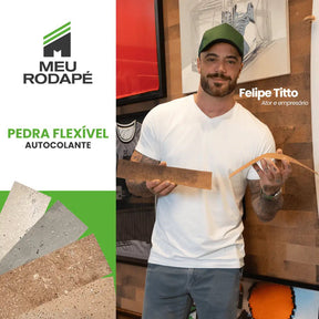 Revestimento Tijolinho Autocolante em Pedra Flexível-Meu-Rodape--
