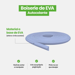 Boiserie Branco Rodameio Moldura de EVA Autocolante | RM61 - Meu Rodapé