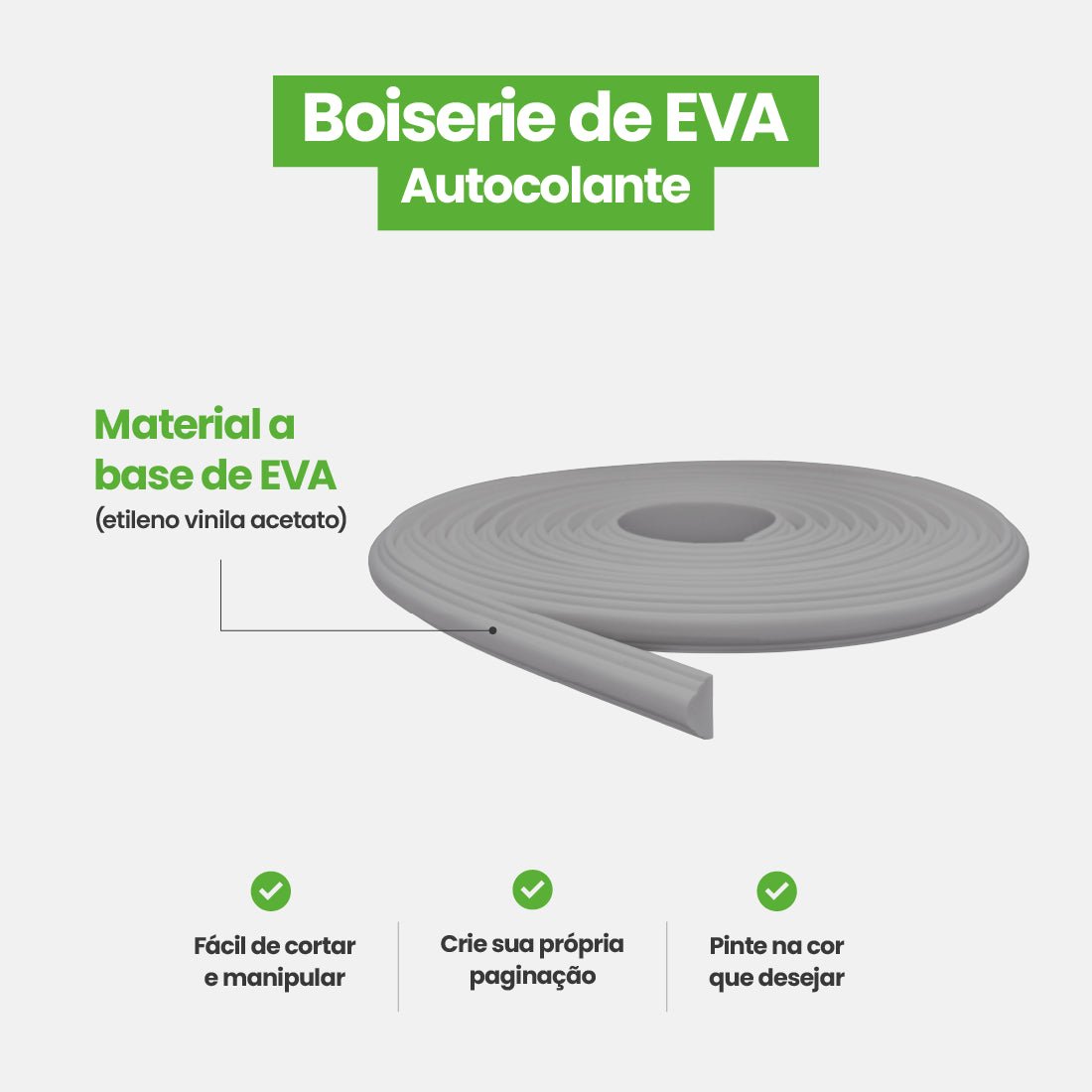Boiserie Branco Rodameio Moldura de EVA Autocolante | RM61 - Meu Rodapé