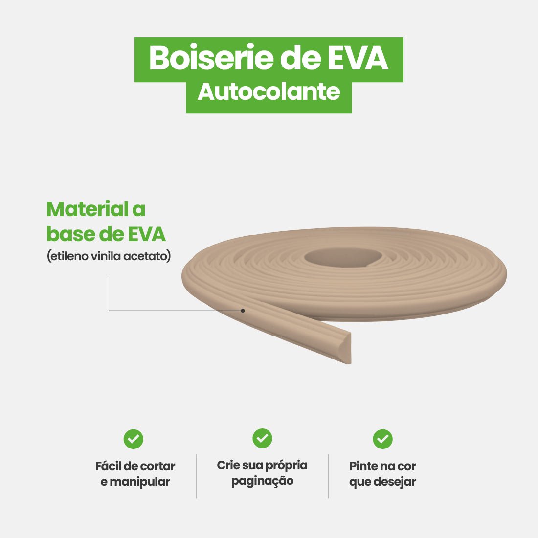 Boiserie Branco Rodameio Moldura de EVA Autocolante | RM61 - Meu Rodapé