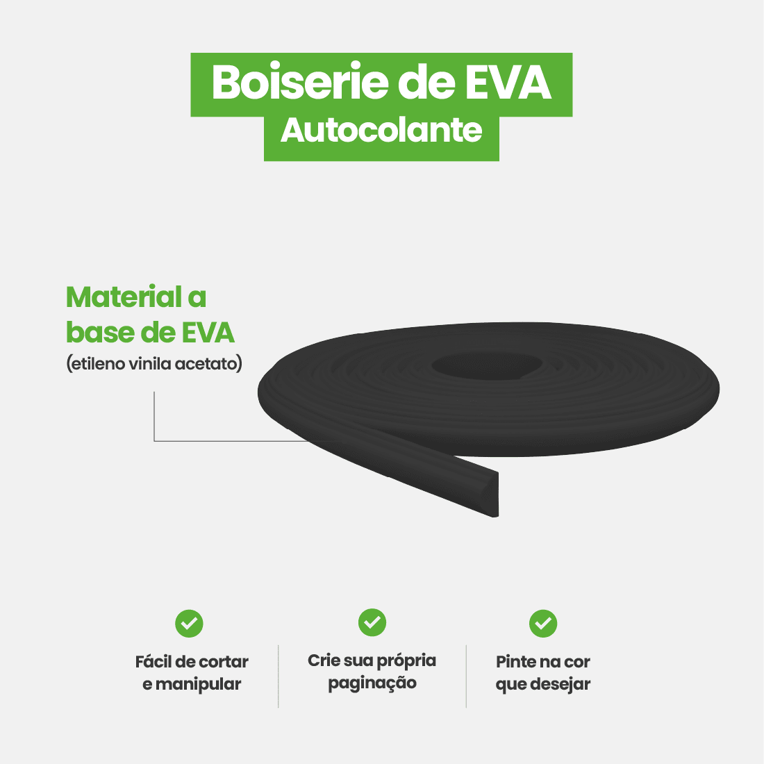 Boiserie Branco Rodameio Moldura de EVA Autocolante | RM61 - Meu Rodapé