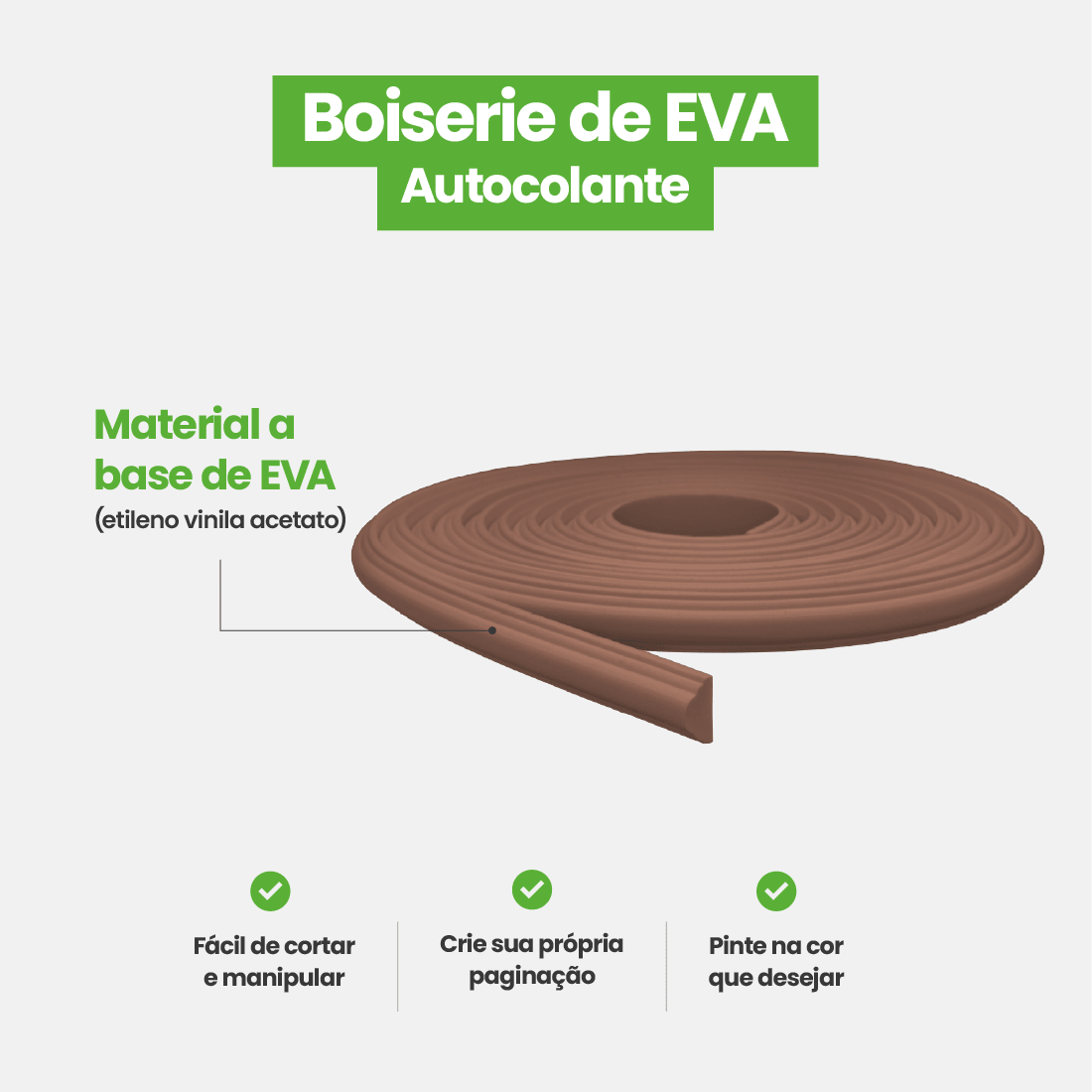Boiserie Branco Rodameio Moldura de EVA Autocolante | RM61 - Meu Rodapé