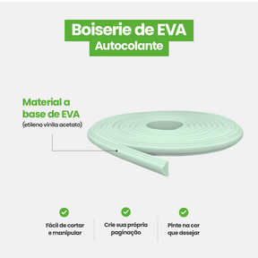Boiserie Branco Rodameio Moldura de EVA Autocolante | RM61 - Meu Rodapé
