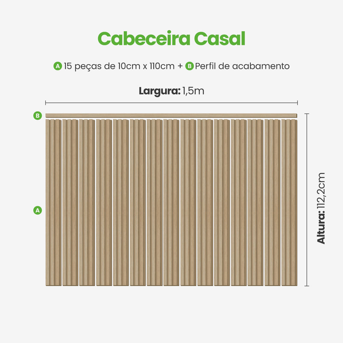 Kit Cabeceira Painel Ripado Autocolante | Linha Madeto