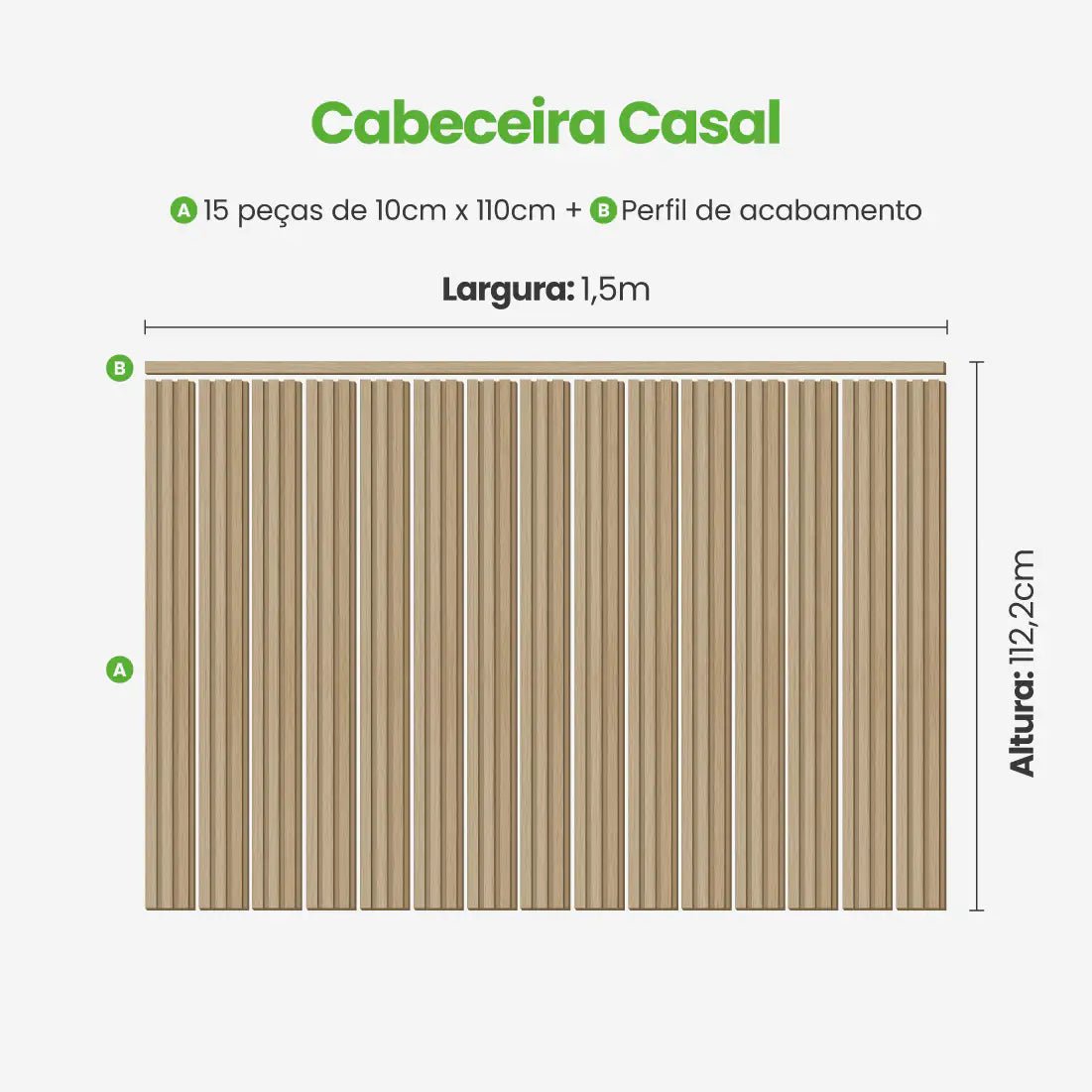 Kit Cabeceira Painel Ripado Autocolante | Linha Madeto-Meu-Rodape--