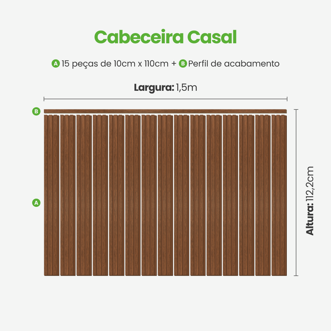 Kit Cabeceira Painel Ripado Autocolante | Linha Madeto