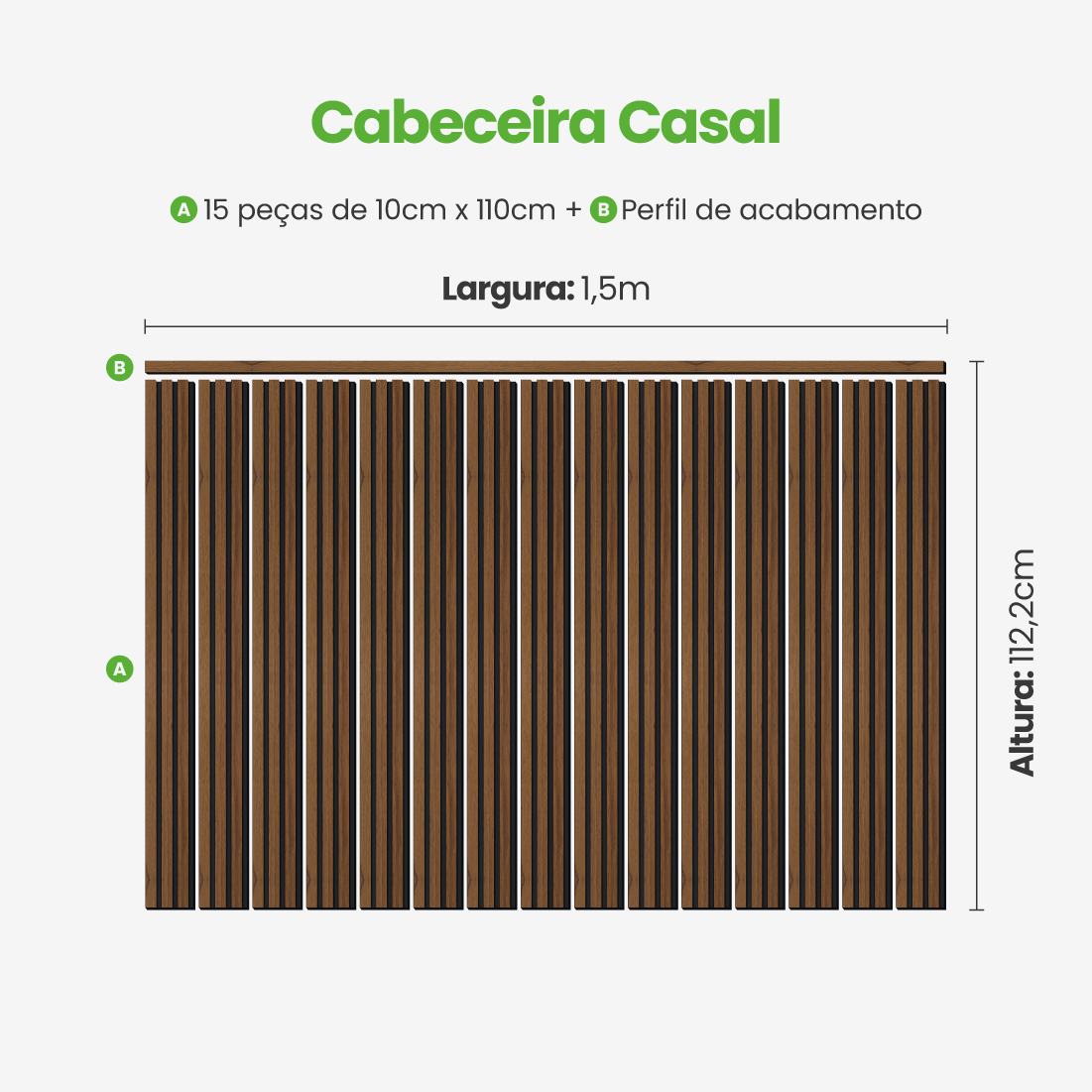 Kit Cabeceira Painel Ripado Autocolante | Linha Madeto