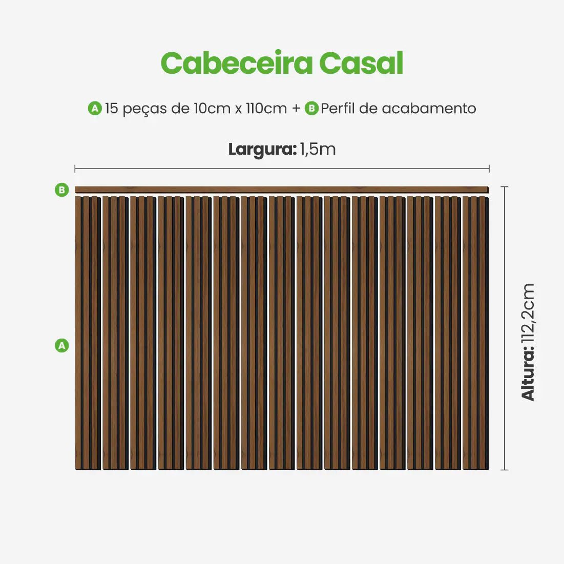 Kit Cabeceira Painel Ripado Autocolante | Linha Madeto-Meu-Rodape--