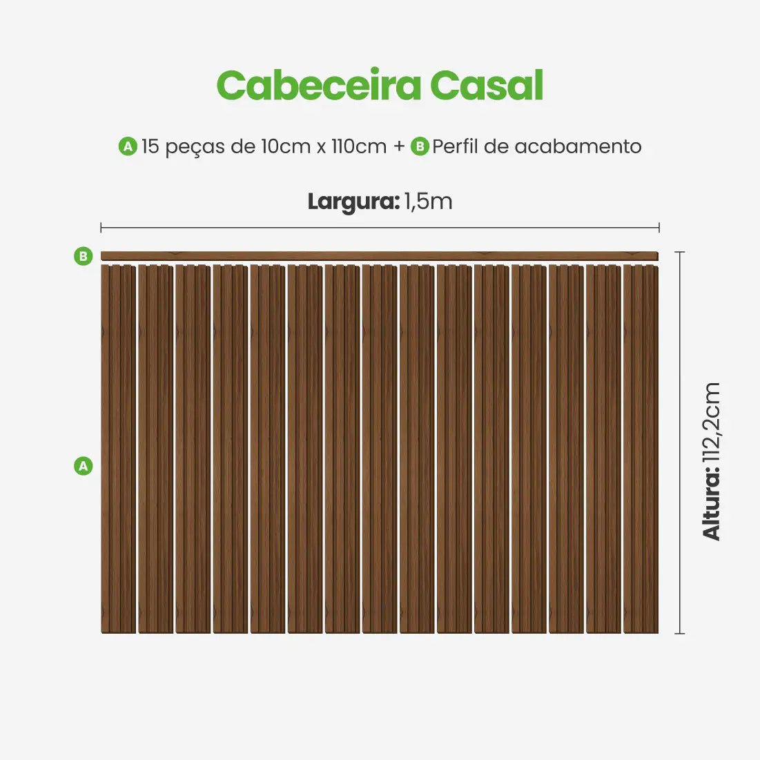 Kit Cabeceira Painel Ripado Autocolante | Linha Madeto-Meu-Rodape--