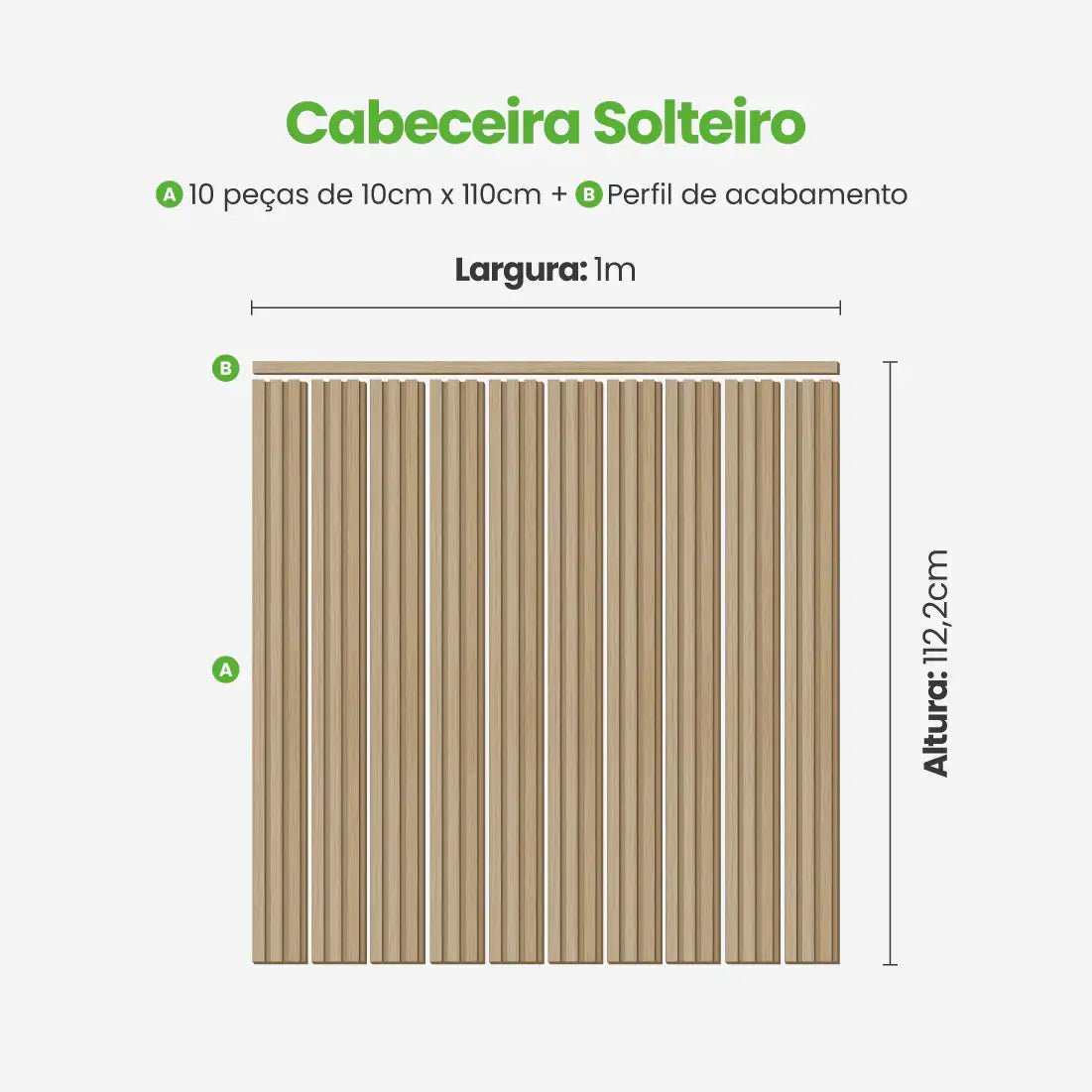 Kit Cabeceira Painel Ripado Autocolante | Linha Madeto-Meu-Rodape--