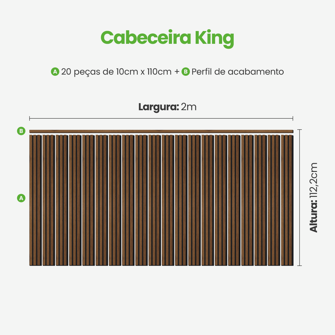 Kit Cabeceira Painel Ripado Autocolante | Linha Madeto