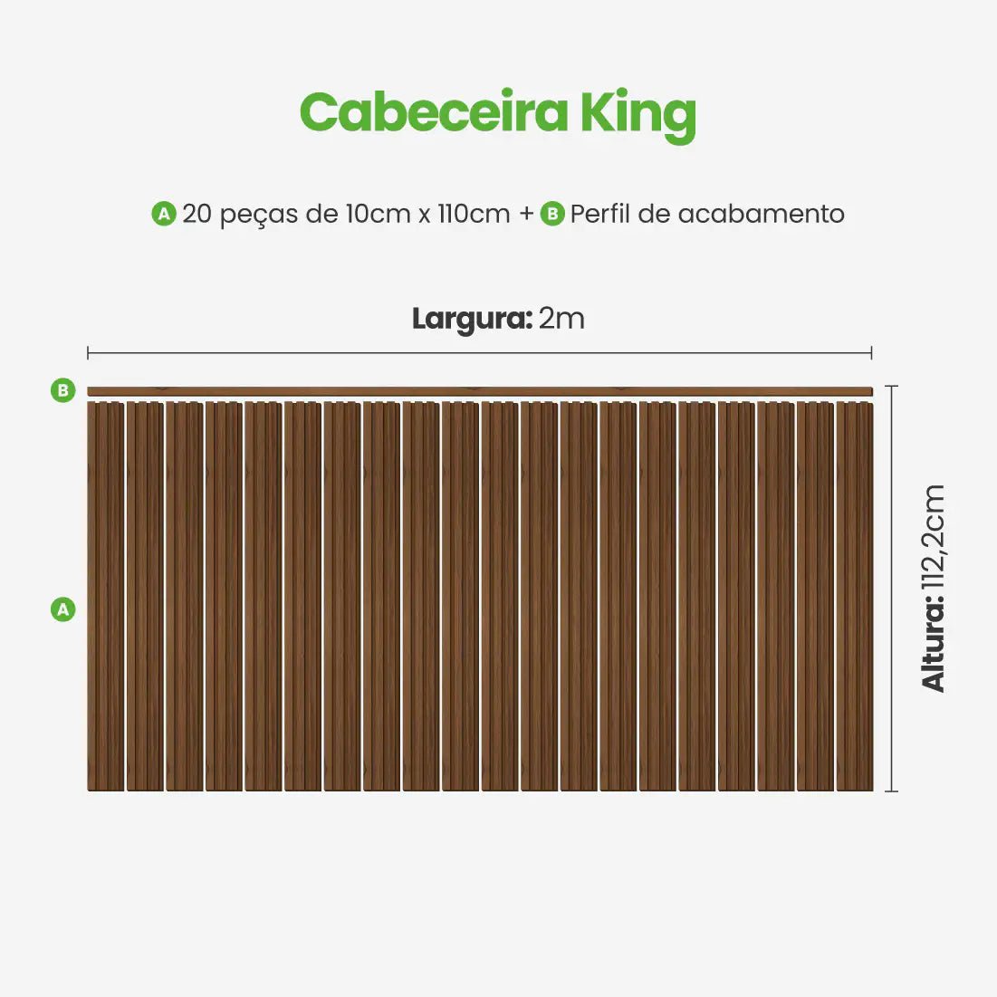 Kit Cabeceira Painel Ripado Autocolante | Linha Madeto-Meu-Rodape--