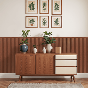 Meia Parede Ripada Autocolante Laminada | Linha Madeto - Meu Rodapé