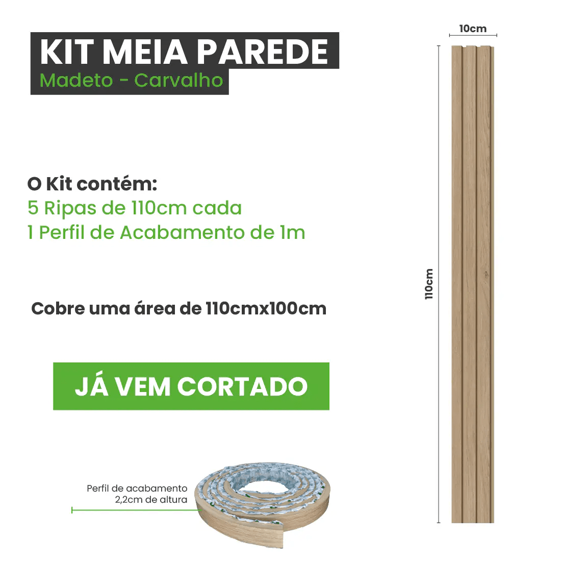 Meia Parede Ripada Autocolante Laminada | Linha Madeto-Meu-Rodape--