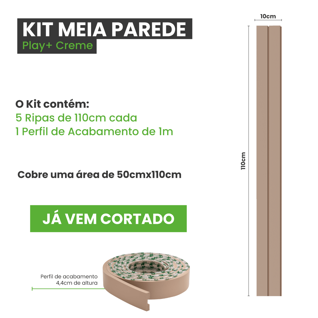 Meia Parede Ripada Autocolante Laminada | Linha Play + - Meu Rodapé