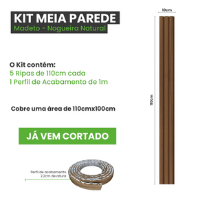 Meia Parede Ripada Autocolante Laminada | Linha Madeto-Meu-Rodape--