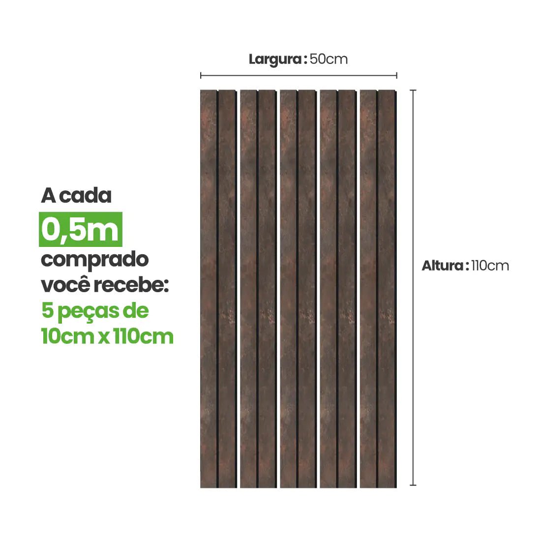 Meia Parede Ripada Autocolante Laminada | Linha Urban +-Meu-Rodape--