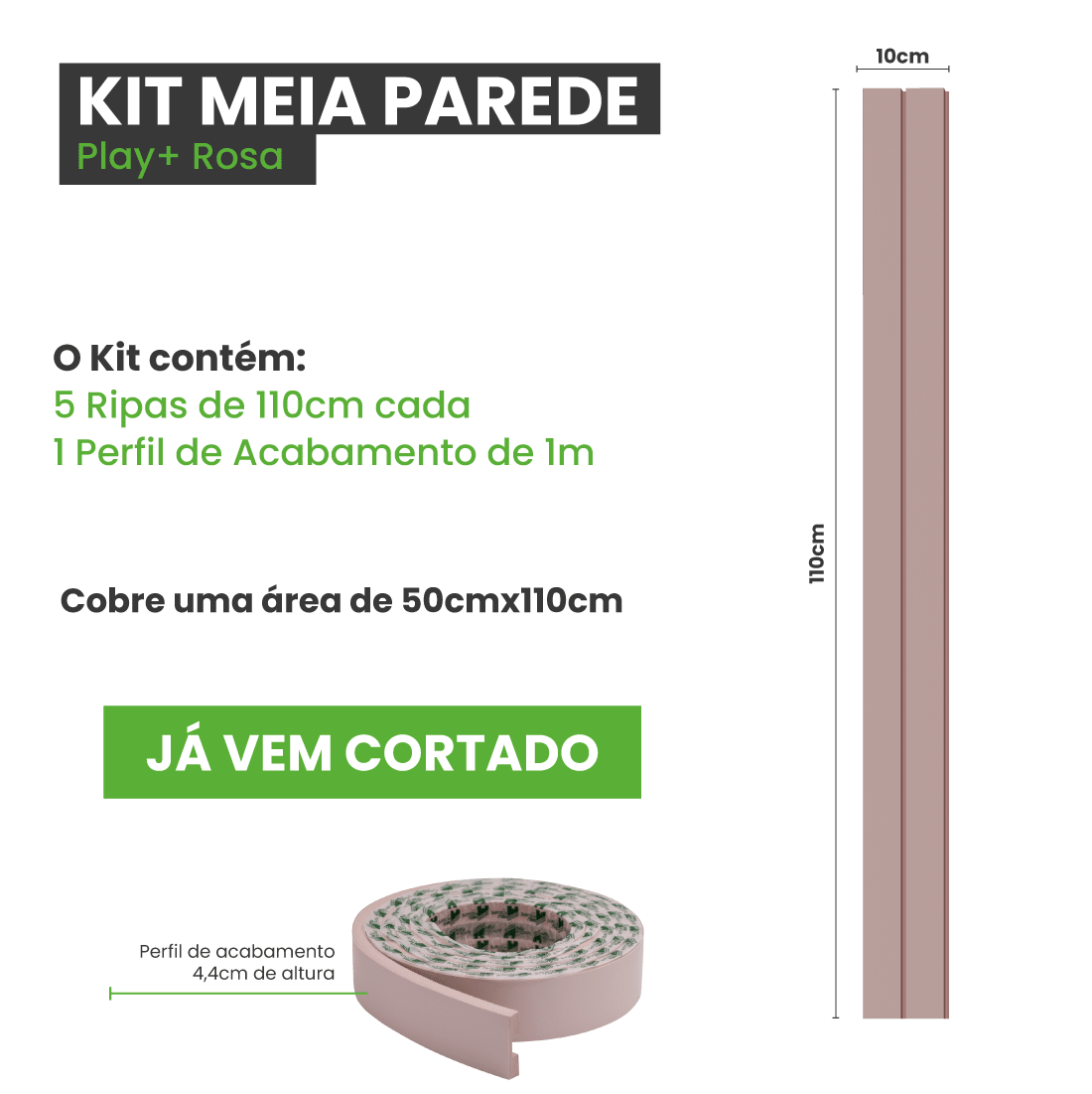 Meia Parede Ripada Autocolante Laminada | Linha Play + - Meu Rodapé