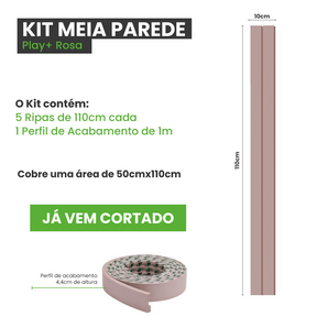 Meia Parede Ripada Autocolante Laminada | Linha Play + - Meu Rodapé