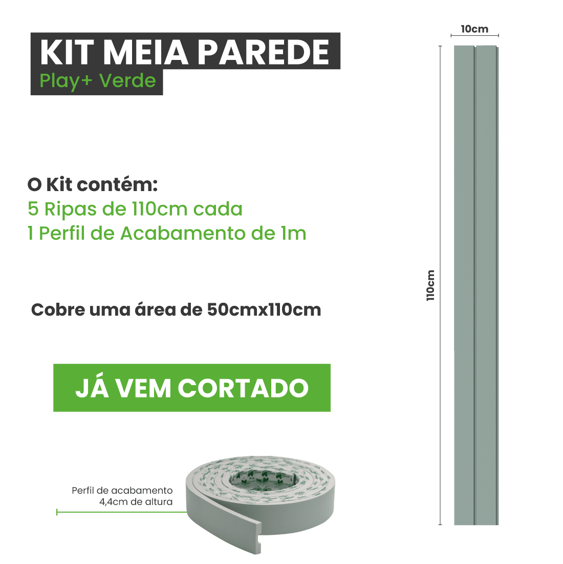 Meia Parede Ripada Autocolante Laminada | Linha Play + - Meu Rodapé