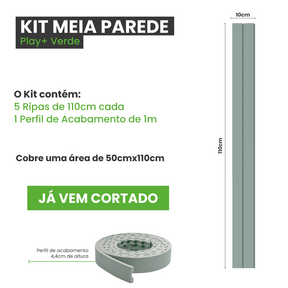 Meia Parede Ripada Autocolante Laminada | Linha Play + - Meu Rodapé