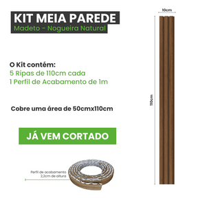Meia Parede Ripada Autocolante Laminada | Linha Madeto-Meu-Rodape--