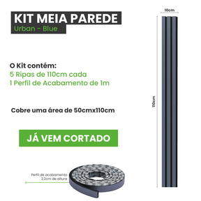 Meia Parede Ripada Autocolante Laminada | Linha Urban - Meu Rodapé