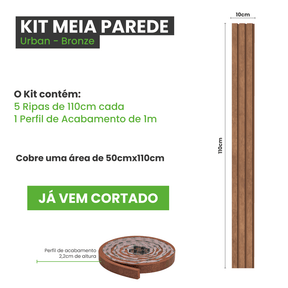 Meia Parede Ripada Autocolante Laminada | Linha Urban - Meu Rodapé