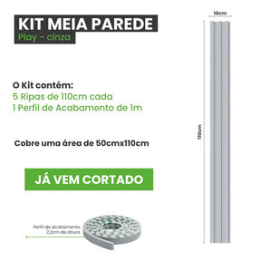 Meia Parede Ripada Autocolante Laminada | Linha Play-Meu-Rodape--