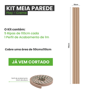 Meia Parede Ripada Autocolante Laminada | Linha Play - Meu Rodapé