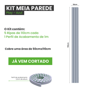 Meia Parede Ripada Autocolante Laminada | Linha Play - Meu Rodapé