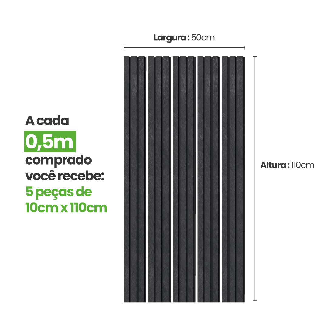 Meia Parede Ripada Autocolante Laminada | Linha Urban - Meu Rodapé
