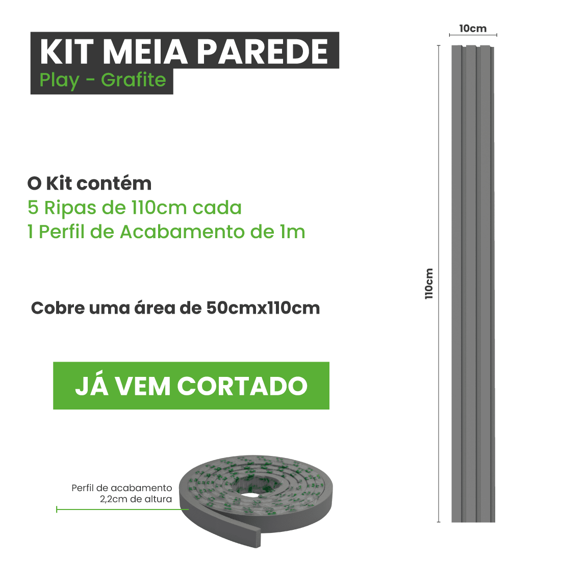 Meia Parede Ripada Autocolante Laminada | Linha Play - Meu Rodapé