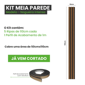 Meia Parede Ripada Autocolante Laminada | Linha Madeto-Meu-Rodape--