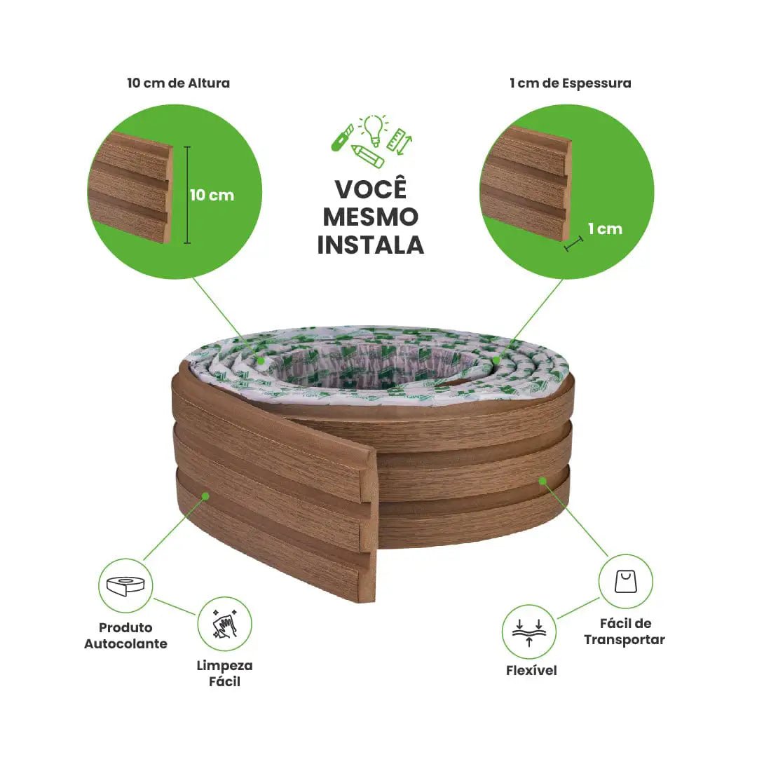 Meia Parede Ripada Autocolante Laminada | Linha Madeto-Meu-Rodape--