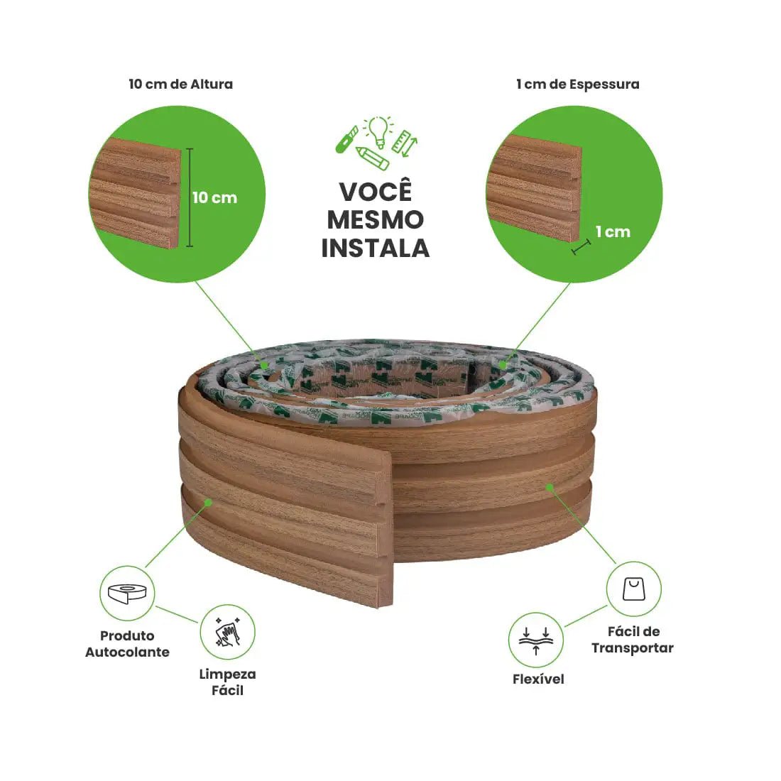 Meia Parede Ripada Autocolante Laminada | Linha Madeto-Meu-Rodape--