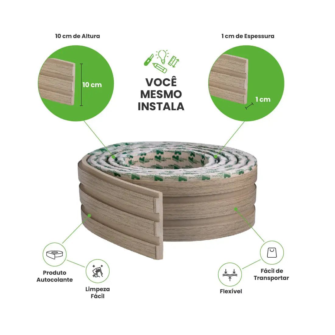 Meia Parede Ripada Autocolante Laminada | Linha Madeto-Meu-Rodape--