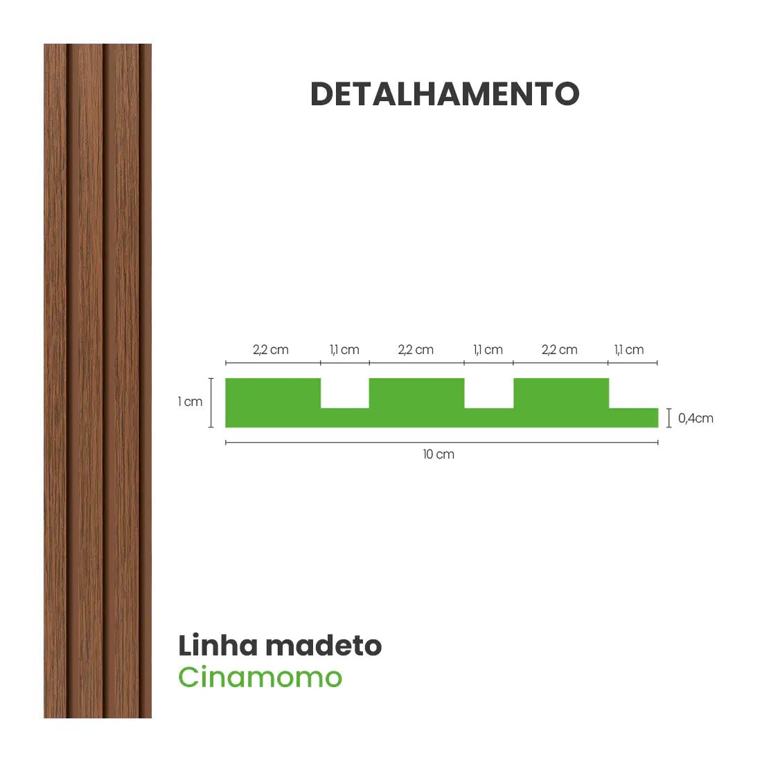 Meia Parede Ripada Autocolante Laminada | Linha Madeto-Meu-Rodape--