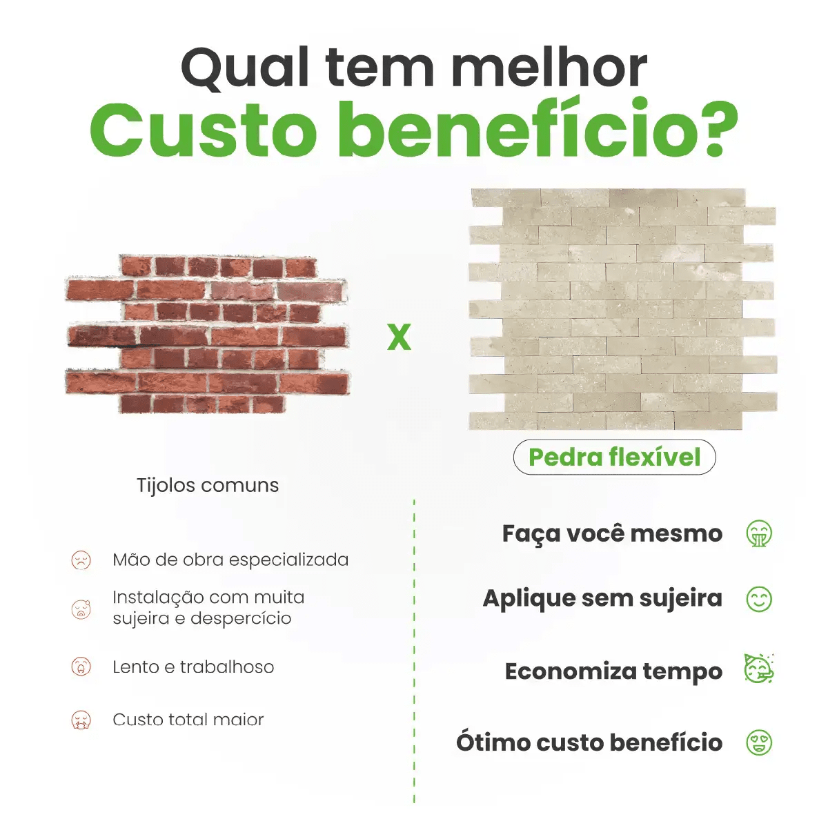 Revestimento Tijolinho Autocolante em Pedra Flexível-Meu-Rodape--
