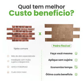 Revestimento Tijolinho Autocolante em Pedra Flexível-Meu-Rodape--
