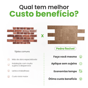 Revestimento Tijolinho Autocolante em Pedra Flexível - Meu Rodapé