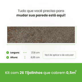 Revestimento Tijolinho Autocolante em Pedra Flexível-Meu-Rodape--