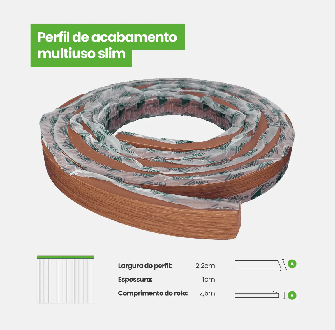 Perfil de Acabamento Autocolante | Linha Madeto-Meu-Rodape--