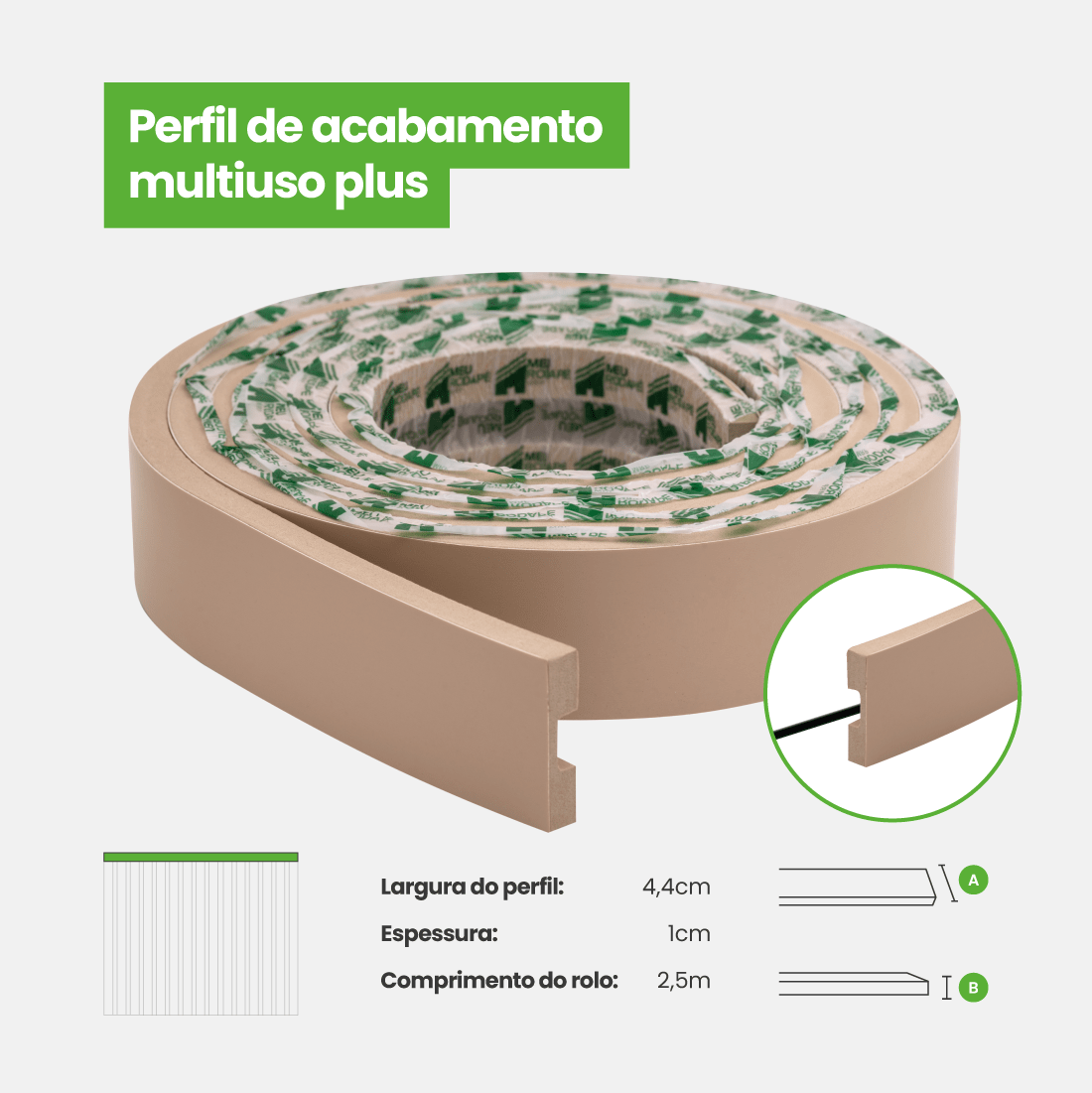 Perfil de Acabamento para Painel Ripado 4,4cm | Meu Rodapé