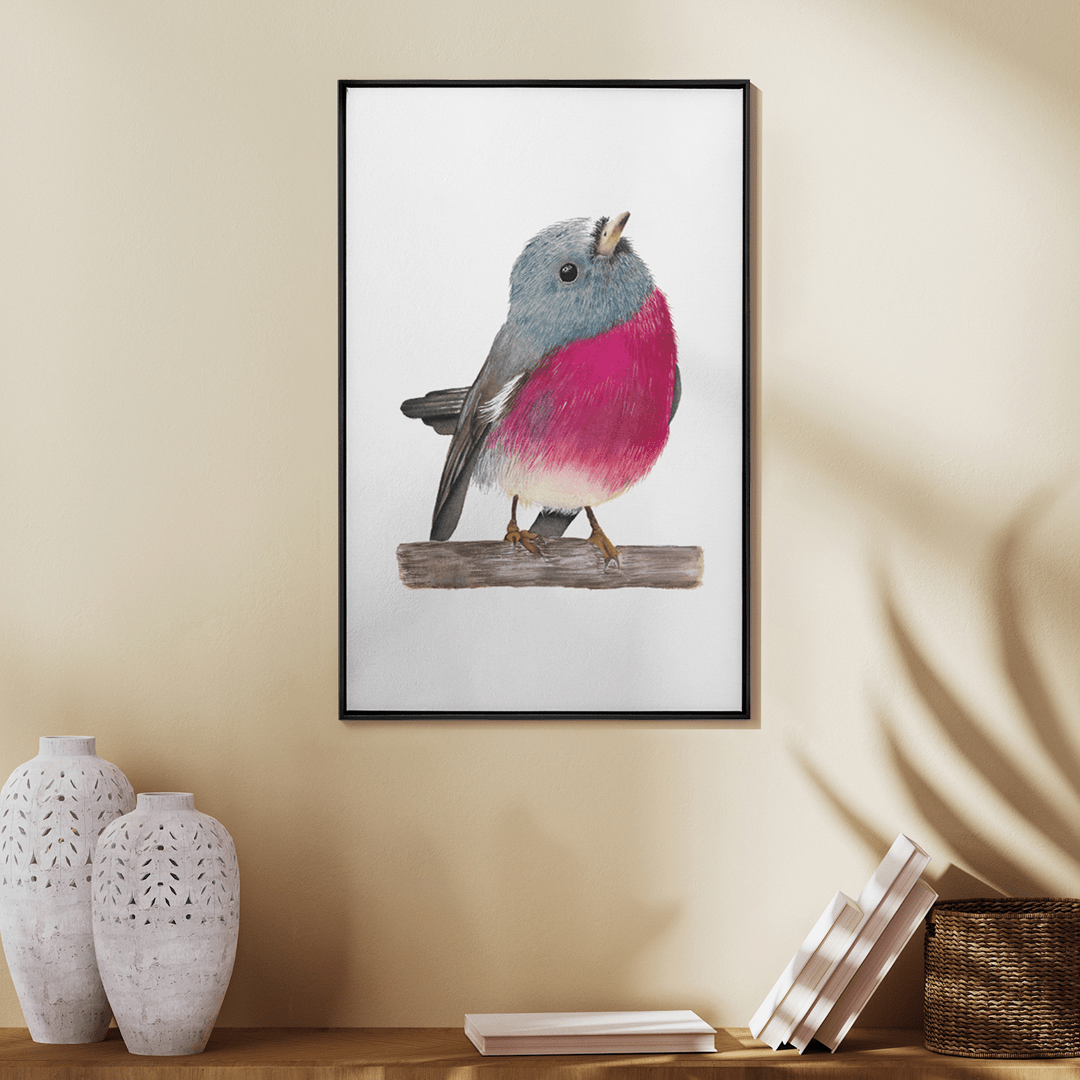 Quadro Decorativo Pássaro Pink Robin | Aline Gomes